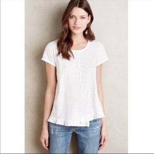 Left of Center White Ruffled Hem Tee